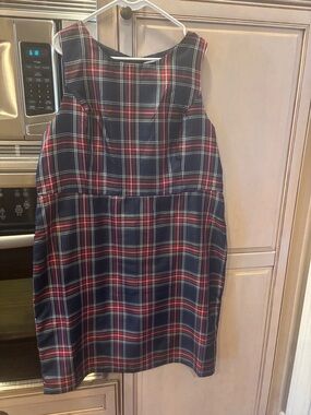 Place Red and Navy Tartan Shift Top